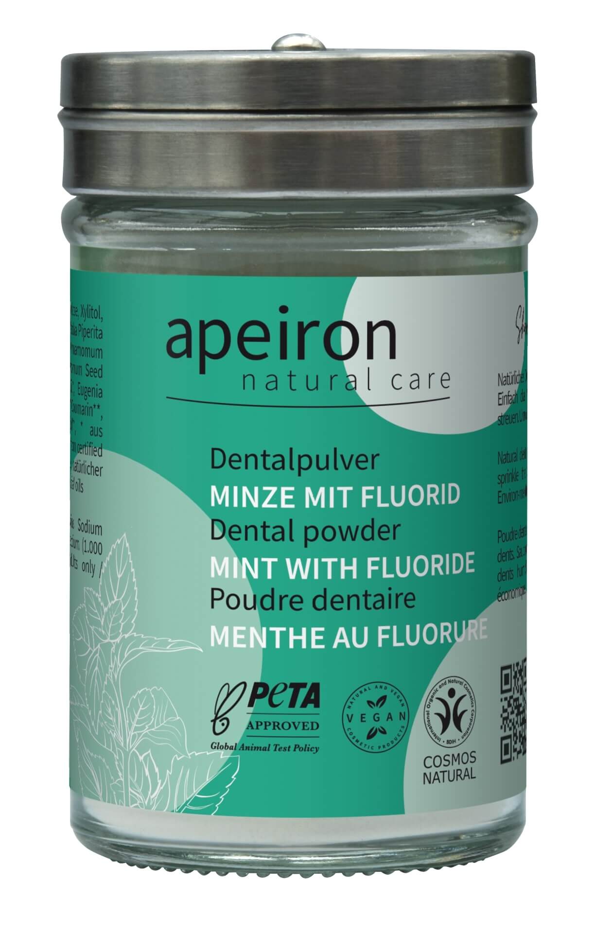 Dentalpulver Minze mit Fluorid, Apeiron
